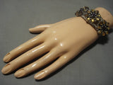 Unique!! Vintage Native American Navajo Amethyst Sterling Silver Amber Bracelet Old-Nativo Arts