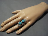 Unique!! Vintage Native American Navajo Domed Natural Blue Turquoise Sterling Silver Ring Old-Nativo Arts