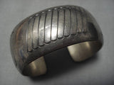 Unique Vintage Native American Navajo Triple Diagonals Sterling Silver Bracelet Old-Nativo Arts