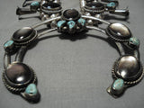 Unique! Vintage Native American Navajo Turquoise Sterling Silver Shell Squash Blossom Necklace-Nativo Arts