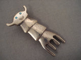 Unique Vintage Navajo Happy Kachina Multi-tier Turquoise Native American Jewelry Silver Pin-Nativo Arts