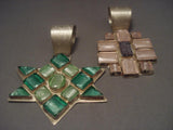Unique Vintage Navajo Italian Glass Native American Jewelry Silver Pendants Huge!-Nativo Arts