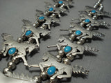 Unique Vintage Navajo Native American Jewelry jewelry Horse Turquoise Sterling Silver Squash Blossom Necklace-Nativo Arts