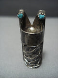 Unique! Vintage Navajo Native American Jewelry jewelry Turquoise Sterling Silve3r Baby Cradle Pin-Nativo Arts