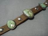 Unique!! Vintage Navajo Sterling Native American Jewelry Silver Royston Turquoise Dog Collar Bracelet-Nativo Arts