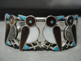 Unique Vintage Navajo Turquoise Shell 'Native American Jewelry Silver Bird' Bracelet Old-Nativo Arts