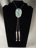 Unique Vintage Zuni Snake Turquoise Native American Jewelry Silver Bolo Tie-Nativo Arts