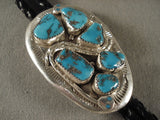 Unique Vintage Zuni Snake Turquoise Native American Jewelry Silver Bolo Tie-Nativo Arts