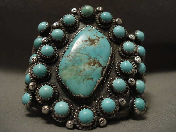 Useum Quality Vintage Navajo Blue Royston Turquoise Native American Jewelry Silver Bracelet-Nativo Arts