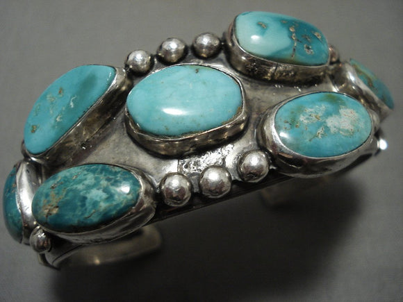 Useum Vintage Navajo 'Rare Apache Turquoise' Native American Jewelry Silver Bracelet Old Jewelry-Nativo Arts
