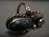 Useum Vintage Navajo real Bisbee Turquoise Native American Jewelry Silver Ring-Nativo Arts