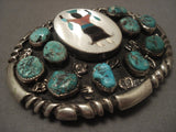 Very Big And Very Old Navajo Eagle Inlay Turquoise Native American Jewelry Silver Bolo Tie Vtg-Nativo Arts