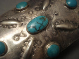 Very Early Vintage Navajo Huge Turquoise Native American Jewelry Silver Ketoh Bracelet-1930's-Nativo Arts