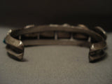 Very Heavy Thicker Vintage Navajo 'Protruding Persin Turquoise' Native American Jewelry Silver Bracelet-Nativo Arts