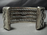 Very Heavy!! Vintage Native American Jewelry Navajo Blue Wind Turquoise Sterling Silver Bracelet Old-Nativo Arts