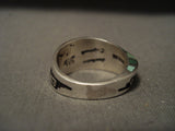 Very Important Navajo Lonn Parker Side Green Turquoise Inlay Native American Jewelry Silver Ring-Nativo Arts