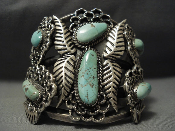 Very Important! Rare Mastrada Turquoise Vintage Navajo Huge Native American Jewelry Silver Bracelet-Nativo Arts