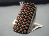 Very Important!! Vintage Native American Jewelry Zuni Coral Thomas Hannaweekee Sterling Silver Ring-Nativo Arts