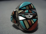 Very Important Vintage Native American Jewelry Zuni Sadie Morris Laate Turquoise Sterling Silver Ring-Nativo Arts