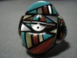 Very Important Vintage Native American Jewelry Zuni Sadie Morris Laate Turquoise Sterling Silver Ring-Nativo Arts