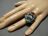 Very Important Vintage Native American Jewelry Zuni Sadie Morris Laate Turquoise Sterling Silver Ring-Nativo Arts