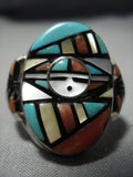 Very Important Vintage Native American Jewelry Zuni Sadie Morris Laate Turquoise Sterling Silver Ring-Nativo Arts