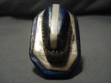 Very Important!! Vintage Native American Navajo Gibson Nez Lapis Sterling Silver Ring Old-Nativo Arts