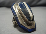 Very Important!! Vintage Native American Navajo Gibson Nez Lapis Sterling Silver Ring Old-Nativo Arts