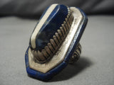 Very Important!! Vintage Native American Navajo Gibson Nez Lapis Sterling Silver Ring Old-Nativo Arts
