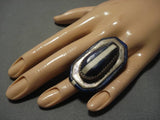 Very Important!! Vintage Native American Navajo Gibson Nez Lapis Sterling Silver Ring Old-Nativo Arts