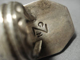 Very Important!! Vintage Native American Navajo Gibson Nez Lapis Sterling Silver Ring Old-Nativo Arts