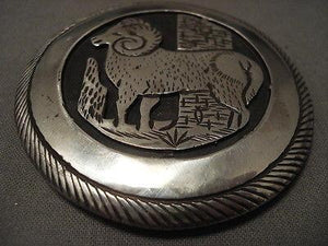 VERY IMPORTANT VINTAGE NAVAJO ""ONE OF FIRST HALLMARKERS"" SILVER BUCKLE-Nativo Arts