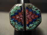Very Improtant Vintage Navajo Carl & Irene Clark Extreme Turquoise Native American Jewelry Silver Ring-Nativo Arts