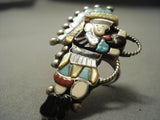 Very Large Vintage Zuni Turquoise Sterling Native American Jewelry Silver Kachina Dancer Ring-Nativo Arts