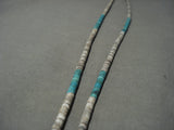 Very Old Early Santo Domingo Vintage Turquoise Mosaic Heishi Native American Jewelry Silver Necklace-Nativo Arts