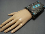 Very Old Huge Vintage Native American Jewelry Navajo Turquoise Sterling Silver Ketoh Bracelet Old-Nativo Arts