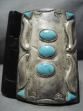 Very Old Huge Vintage Native American Jewelry Navajo Turquoise Sterling Silver Ketoh Bracelet Old-Nativo Arts