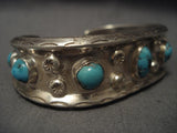 Very Old Navajo Natural Bisbee Turquoise Native American Jewelry Silver Bracelet-Nativo Arts