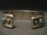 Very Old Navajo Natural Bisbee Turquoise Native American Jewelry Silver Bracelet-Nativo Arts