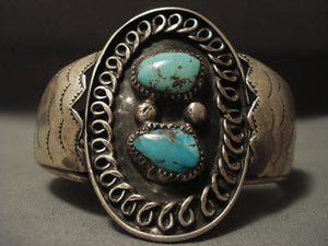 Very Old Navajo Persian Turquoise Native American Jewelry Silver Bracelet-Nativo Arts