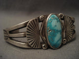 Very Old Vintage Navajo Blue Carico Lake Turquoise Ingot Native American Jewelry Silver Bracelet-Nativo Arts