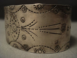 Very Old Vintage Navajo Hand Tooled Native American Jewelry Silver Bracelet-Nativo Arts