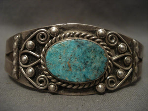 Very Old Vintage Navajo Ingot Native American Jewelry Silver Turquoise Bracelet-Nativo Arts