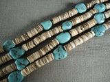 Very Old Vintage Santo Domingo Turquoise Heishi Necklace-Nativo Arts