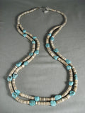 Very Old Vintage Santo Domingo Turquoise Heishi Necklace-Nativo Arts