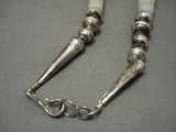 Very Old Vintage Santom Domingo 'Gypsum Heishi' Native American Jewelry Silver Necklace-Nativo Arts
