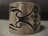 Very Old Wide Vintage Hopi Hand Tooled Native American Jewelry Silver Bracelet-Nativo Arts