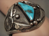 Very Rare And Very Old Vintage Navajo Harcross Turquoise Native American Jewelry Silver Bracelet-Nativo Arts
