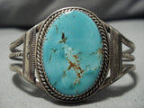 Very Rare Aqua Blue Turquoise Vintage Native American Navajo Sterling Silver Bracelet Old Cuff-Nativo Arts