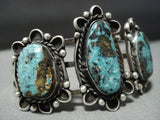 Very Rare Baslat Turquoise Vintage Native American Jewelry Navajo Sterling Silver Bracelet Cuff-Nativo Arts